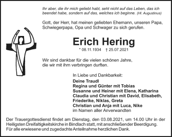 Anzeige von Erich Hering von Nordbayerischer Kurier