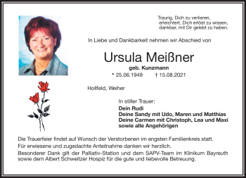 Anzeige von Ursula Meißner von Nordbayerischer Kurier