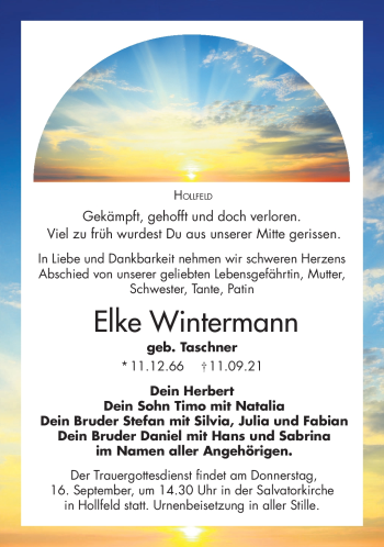 Anzeige von Elke Wintermann von Nordbayerischer Kurier