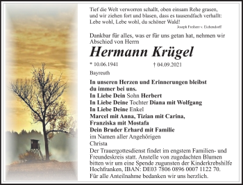 Anzeige von Hermann Krügel von Nordbayerischer Kurier