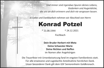 Anzeige von Konrad Potzel von Nordbayerischer Kurier
