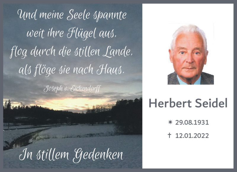  Traueranzeige für Herbert Seidel vom 15.01.2022 aus Nordbayerischer Kurier