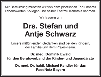 Anzeige von Dres. med. Stefan und Antje Schwarz von Nordbayerischer Kurier