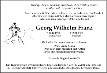 Anzeige von Georg Franz von Nordbayerischer Kurier