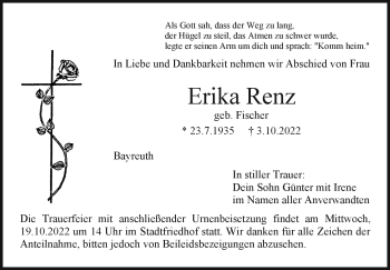 Anzeige von Erika Renz von Nordbayerischer Kurier