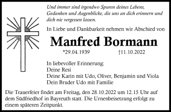 Anzeige von Manfred Bormann von Nordbayerischer Kurier