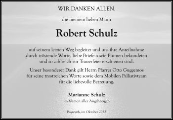 Anzeige von Robert Schulz von Nordbayerischer Kurier
