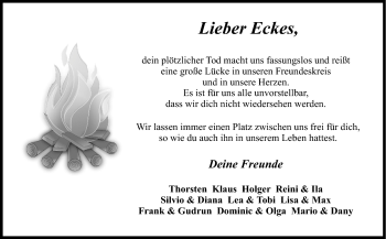 Anzeige von Wolfgang Eckert von Nordbayerischer Kurier