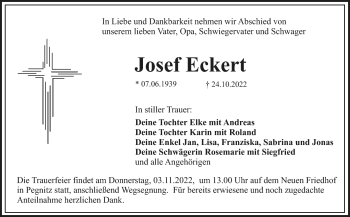 Anzeige von Josef Eckert von Nordbayerischer Kurier