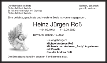 Anzeige von Heinz Jürgen Roß von Nordbayerischer Kurier