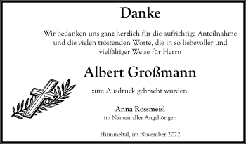 Anzeige von Albert Großmann von Nordbayerischer Kurier