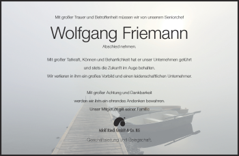 Anzeige von Wolfgang Friemann von Nordbayerischer Kurier