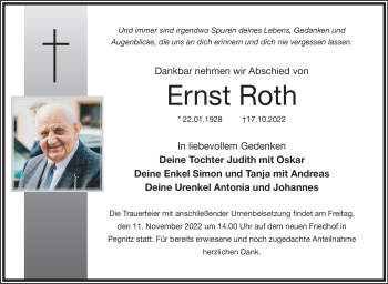 Anzeige von Ernst Roth von Nordbayerischer Kurier