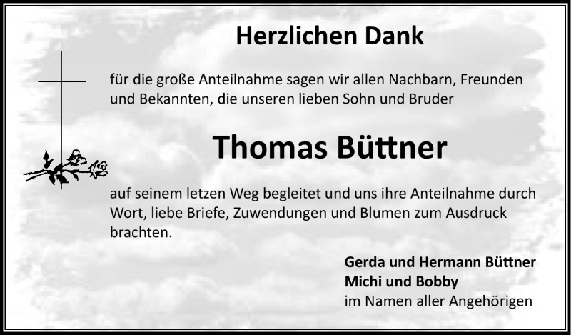  Traueranzeige für Thomas Büttner vom 19.11.2022 aus Nordbayerischer Kurier