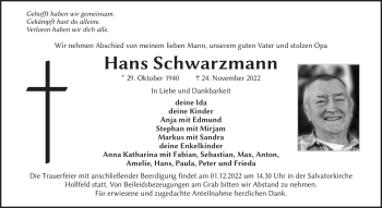 Anzeige von Hans Schwarzmann von Nordbayerischer Kurier