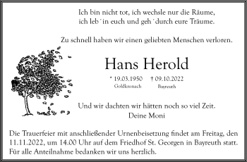 Anzeige von Hans Herold von Nordbayerischer Kurier