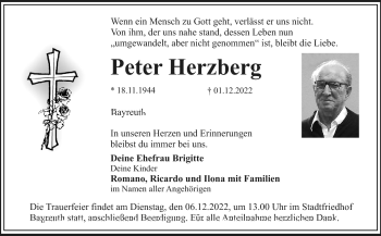 Anzeige von Peter Herzberg von Nordbayerischer Kurier