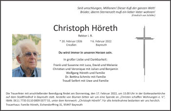 Anzeige von Christoph Höreth von Nordbayerischer Kurier