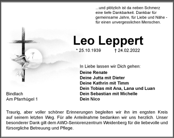 Anzeige von Leo Leppert von Nordbayerischer Kurier