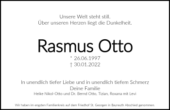 Anzeige von Rasmus Otto von Nordbayerischer Kurier