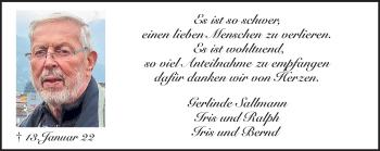 Anzeige von Lothar Sallmann von Nordbayerischer Kurier