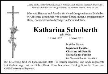 Anzeige von Katharina Schoberth von Nordbayerischer Kurier