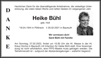 Anzeige von Heike Bühl von Nordbayerischer Kurier