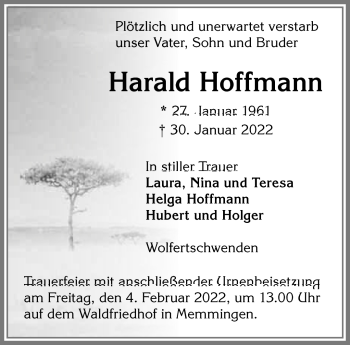 Anzeige von Harald Hoffmann von Nordbayerischer Kurier