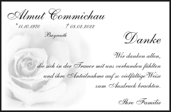 Anzeige von Almut Commichau von Nordbayerischer Kurier