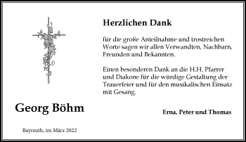 Anzeige von Georg Böhm von Nordbayerischer Kurier