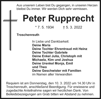 Anzeige von Peter Rupprecht von Nordbayerischer Kurier