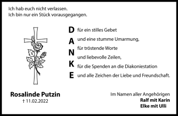 Anzeige von Rosalinde Putzin von Nordbayerischer Kurier