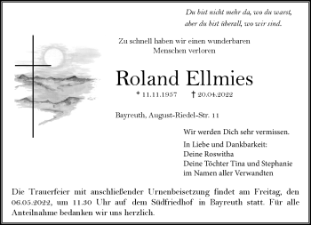 Anzeige von Roland Ellmies von Nordbayerischer Kurier