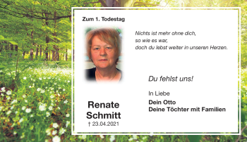 Anzeige von Renate Schmitt von Nordbayerischer Kurier