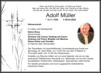 Anzeige von Adolf Müller von Nordbayerischer Kurier