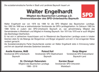 Anzeige von Walter Engelhardt von Nordbayerischer Kurier