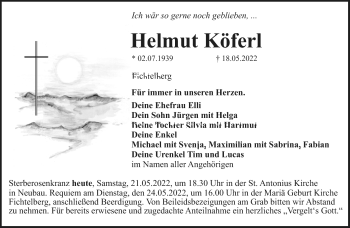 Anzeige von Helmut Köferl von Nordbayerischer Kurier
