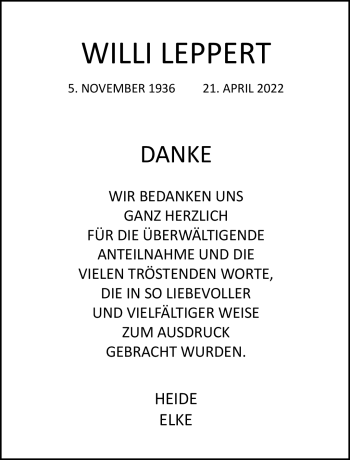 Anzeige von Willi Leppert von Nordbayerischer Kurier