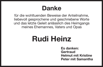 Anzeige von Rudi Heinz von Nordbayerischer Kurier