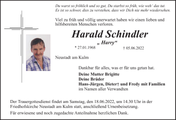 Anzeige von Harald Schindler von Nordbayerischer Kurier