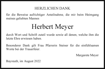 Anzeige von Herbert Meyer von Nordbayerischer Kurier
