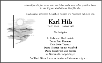 Anzeige von Karl Hils von Nordbayerischer Kurier