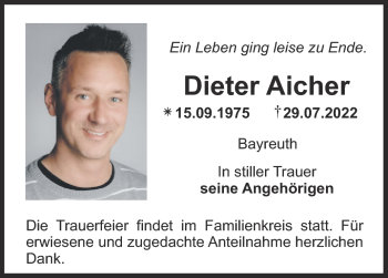 Anzeige von Dieter Aicher von Nordbayerischer Kurier