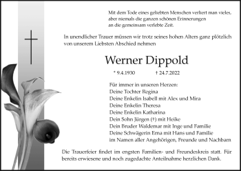 Anzeige von Werner Dippold von Nordbayerischer Kurier