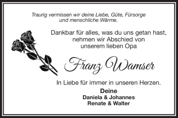 Anzeige von Franz Wamser von Nordbayerischer Kurier