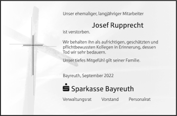 Anzeige von Josef Rupprecht von Nordbayerischer Kurier