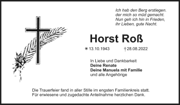 Anzeige von Horst Roß von Nordbayerischer Kurier