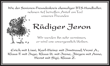 Anzeige von Rüdiger Jeron von Nordbayerischer Kurier