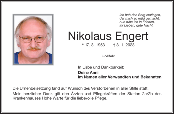 Anzeige von Nikolaus Engert von Nordbayerischer Kurier