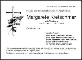 Anzeige von Margarete Kretschmer von Nordbayerischer Kurier